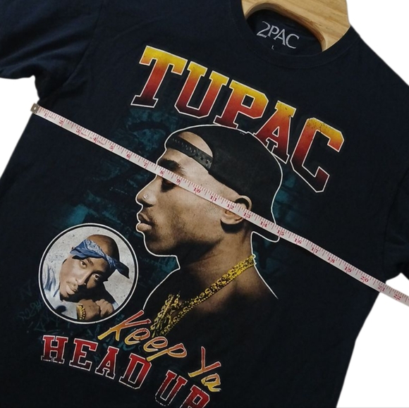 Tupac "Keep Ya Head Up" Graphic Tee Large Crew Neck Black - Picture 3 of 5